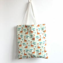 BG005 China Giraffe Animals Style High Quality Full Printing Customized For Students Cotton Canvas Tote Shopping Bag Manufacturer