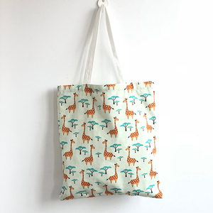 BG005 China Giraffe Animals Style High Quality Full Printing Customized For Students Cotton Canvas Tote Shopping Bag Manufacturer