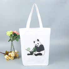 BG068 Wholesale Cheap Cute Panda Style Heat Tranfer Printing Customized Logo Unisex Canvas Tote Bag