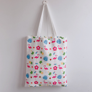 BG016 China Flamingo Animals Style Full Printing Customized For Reusable High Quality Cotton Canvas Tote Shopping Bag Supplier