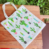 Custom cactus Potted Plants Full Color Print Cotton Canvas Tote Handbag