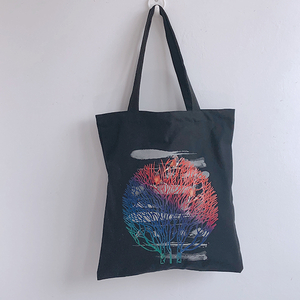 BG020 China Colorful Tree Style Black Fabric Customized High Quality Cost-effective Cotton Canvas Tote Shopping Bag Manufacturer