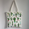 Custom cactus Potted Plants Full Color Print Cotton Canvas Tote Handbag
