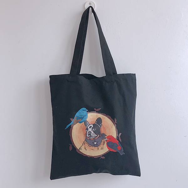 Cute Pekingese Style Cotton Tote bag