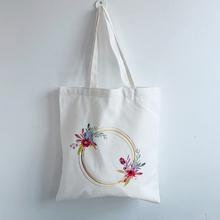 Wholesale Customizable Fashion Portable High-grade Flowers And Garlands Eco Reusable Handbag Tote Cotton Canvas Bag