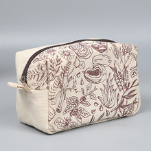BG054 Wholesale Embroidery Style Promotional Customized Zipper Canvas Travel Cosmetic Bag