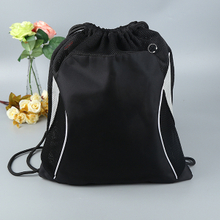 Custom Logo Wholesale Reusable Cheap 210D Black Polyester Drawstring Bag