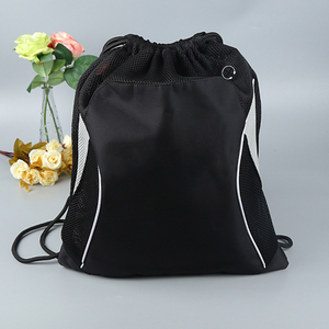 Custom Logo Wholesale Reusable Cheap 210D Black Polyester Drawstring Bag