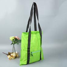 Wholesale 210d 190d Green Polyester Folding Tote Bag with Zipper
