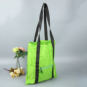 Wholesale 210d 190d Green Polyester Folding Tote Bag with Zipper