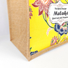 Custom Flower Pattern Jute Canvas Water Proof Laminated Tote Bag For Shopping And Gifts 
