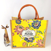 Custom Yellow Lotus Printed Cotton Bag