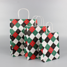 Plaid Pattern Kraft Paper Gift Tote Bag
