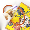 Custom Flower Pattern Jute Canvas Water Proof Laminated Tote Bag For Shopping And Gifts 