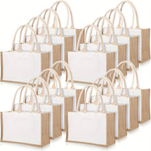 16 Pack Burlap Tote Bags Jute Tote Bags with Handles Reusable Blank Canvas Grocery Bag for Women Bridesmaid Wedding Gift DIY Beach Shopping, 12.6 x 8.3 x 5.1 Inch from China manufacturer - Boguang Eco