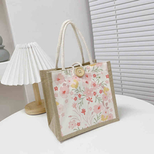 Jute Linen Lunch Tote Bag for Women – High-Quality Japanese-Style Handbag for Outings