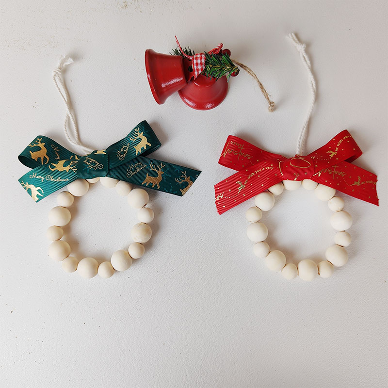 Christmas Bow Wooden Bead Ornament