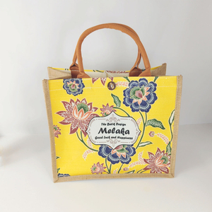 Custom Yellow Lotus Printed Cotton Bag