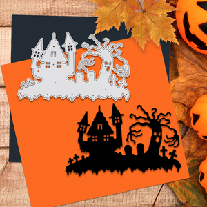 DIY Carbon Steel Cutting Dies - Halloween Haunted Castle, Ghost & Cross Decorations Punches for Cards Making Scrapbooking Diy