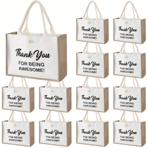 Custom Employee Appreciation Tote Bag Thank You Being Awesome Jute Tote Bag For Staff Housekeep Christmas