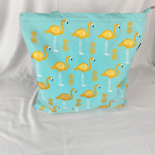 Customized 12oz flamingo Cotton Tote Bag with Silck Screen Golden printing WitghZipper Canvas Bag For Shooping And Promotion 