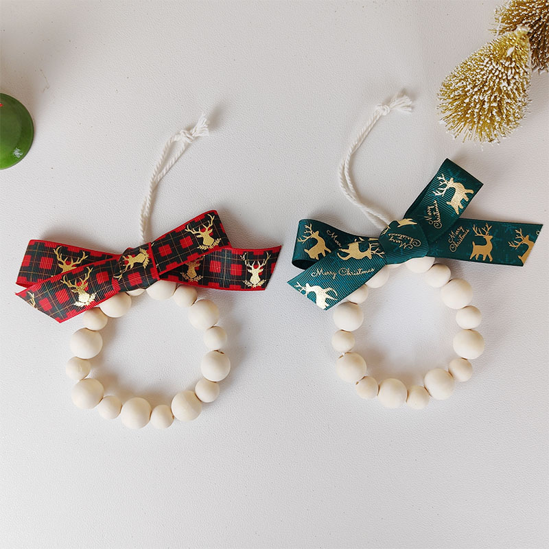 Christmas Bow Wooden Bead Ornament