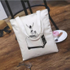 Fashion Lady White Black Stick Figure Shopping Cotton Canvas Tote Bag