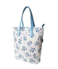 Sky Blue Printing Ziiper Design Big Capacity Cotton Canvas Bag