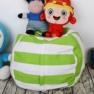 Large Green Stuffed Stripe Bean Bag Plush Toy Storage