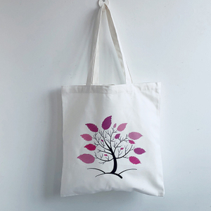 Cute Creative Purple Tree Cotton Handbag Shopping Bag Foldable