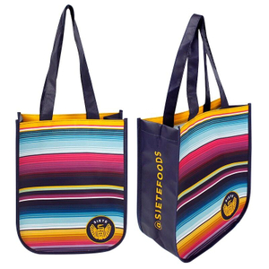Striped Full Color Non Woven Snap Top Lunch Tote