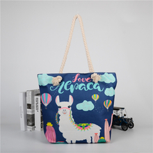 China Promotional Cheap Cute Alpaca Beach Canvas Bag