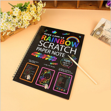 Large DIY Handmade Rainbow Scratch Paper Note for Kids with Stencil